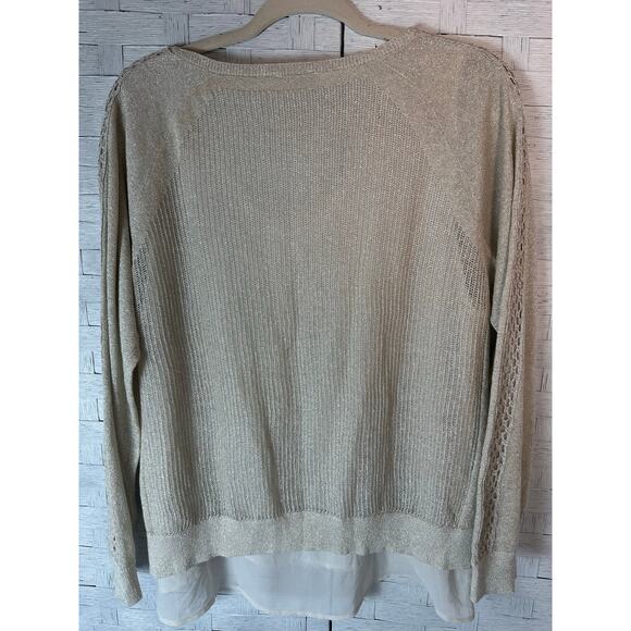 Lucky Brand  lightweight coastal sweater tank top chiffon lining loose weave - Picture 2 of 11